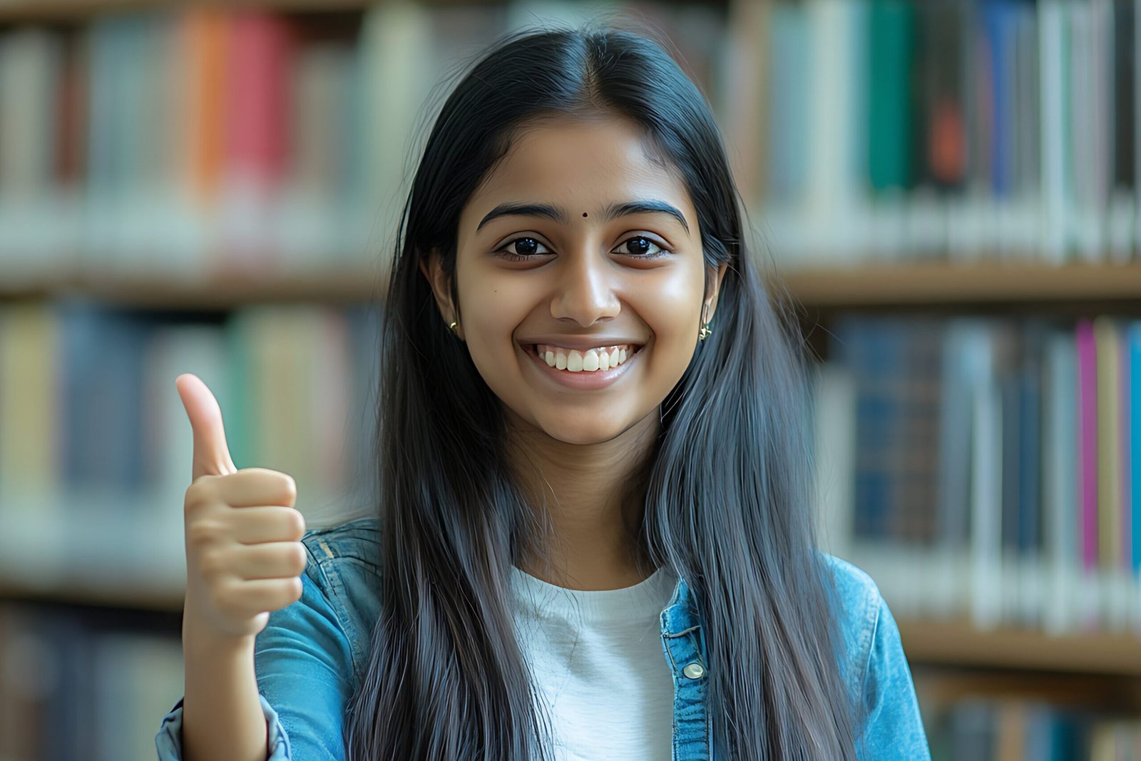 happy indian college girl showing approval gesture (1)