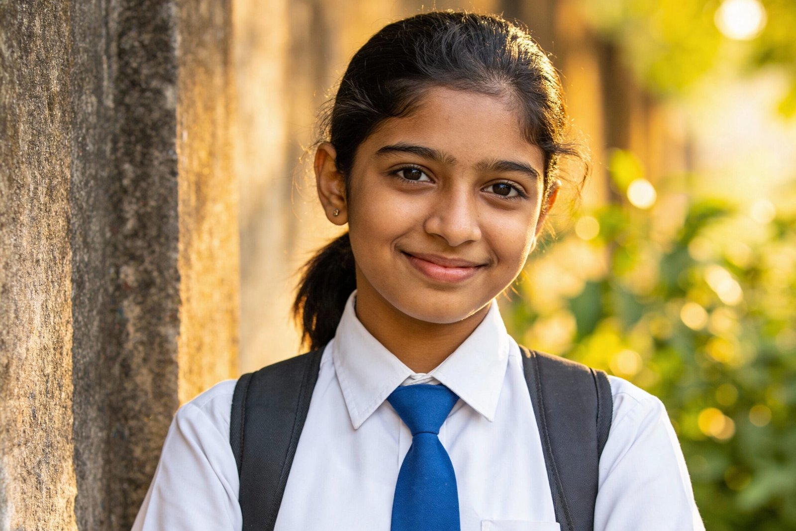 smiling young student school uniform with backpack